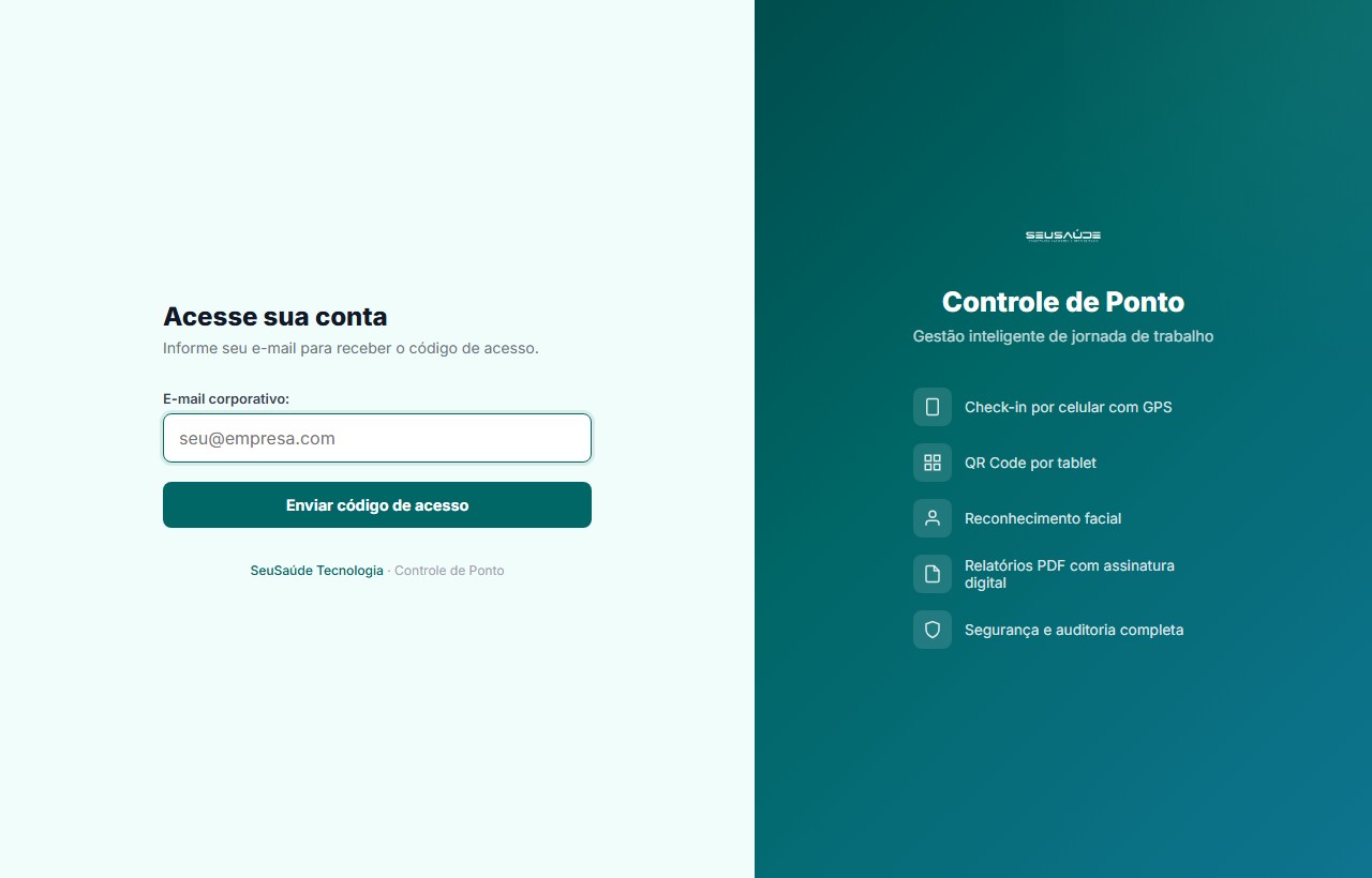 Tela de acesso do sistema, com login por código no e-mail